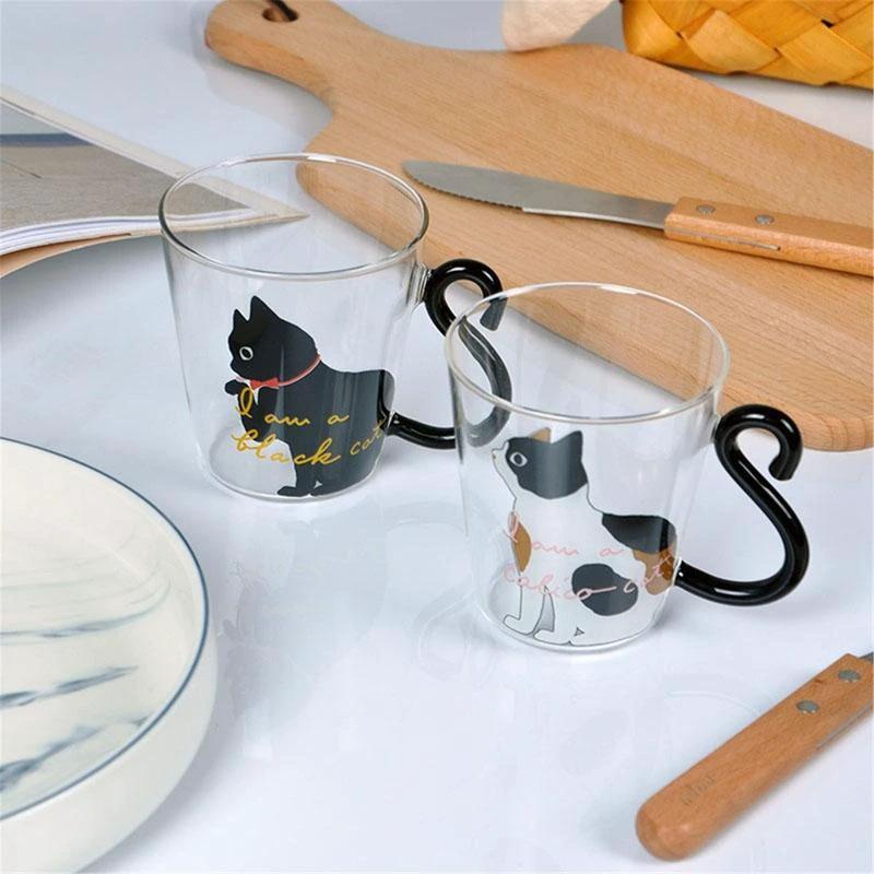 Meow - Glass Cat Mug by Bowlift