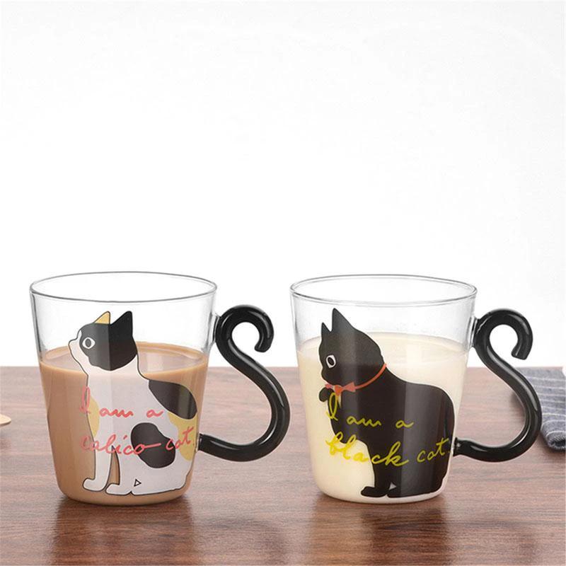 Meow - Glass Cat Mug by Bowlift