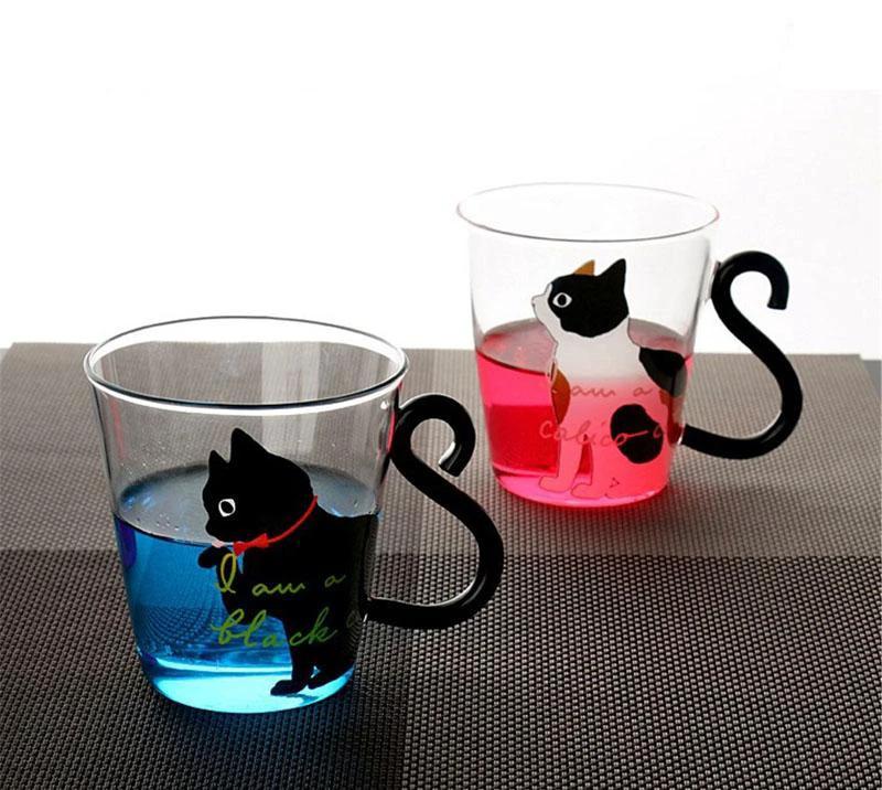 Meow - Glass Cat Mug by Bowlift