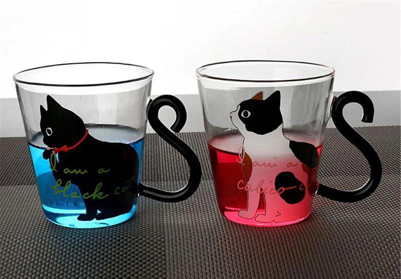 Meow - Glass Cat Mug by Bowlift