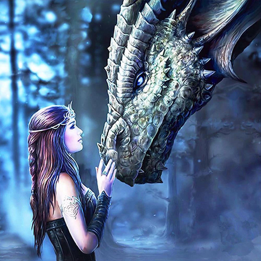Fantasy Princess Dragon - GemPaint Kit by Bowlift