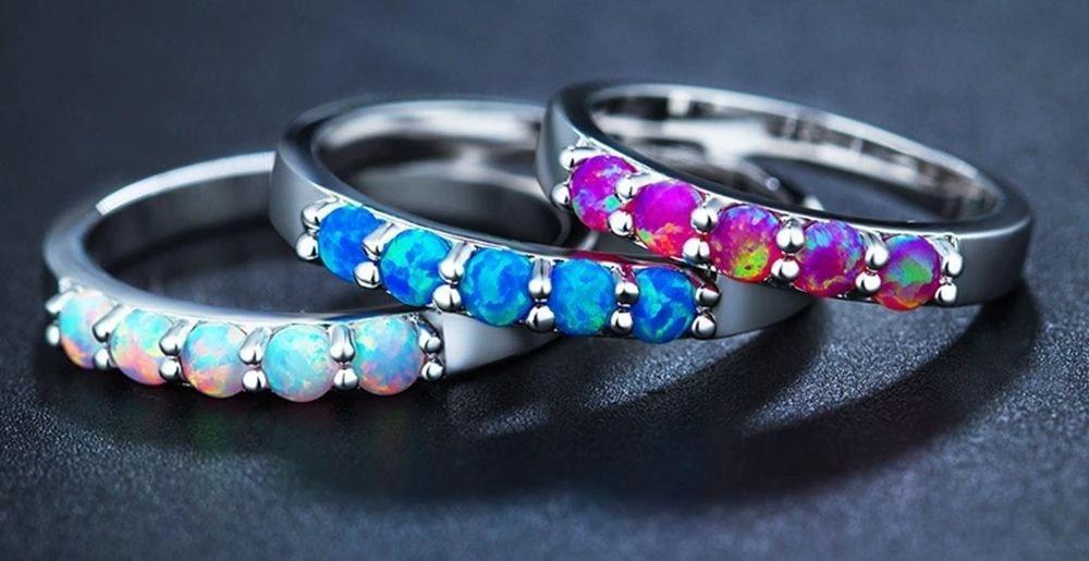 Simple Colored Fire Opal Rings by Bowlift