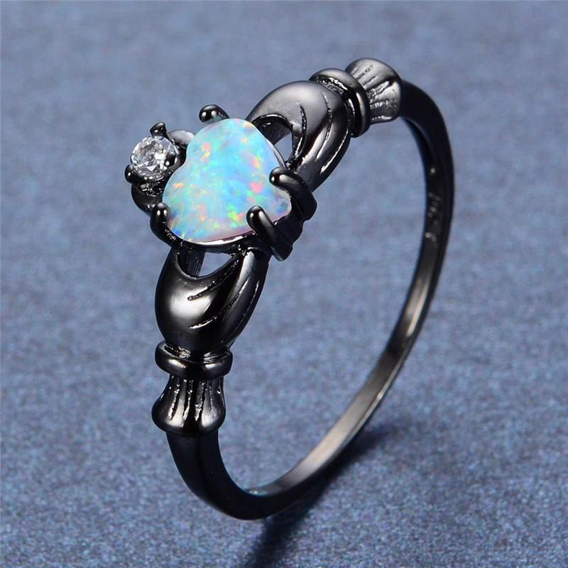 Fire Opal Heart Ring by Bowlift