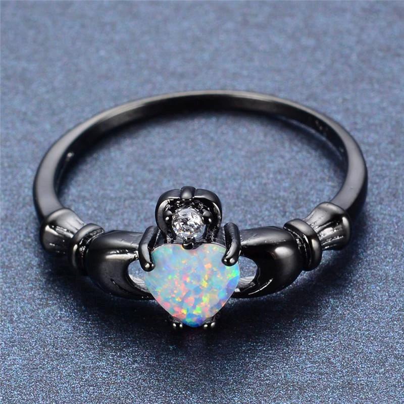 Fire Opal Heart Ring by Bowlift