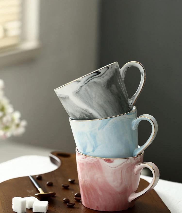 Marble Porcelain Mr & Mrs Coffee Mugs by Bowlift