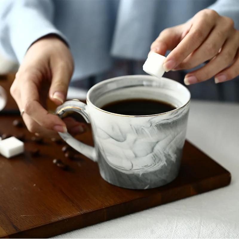 Marble Porcelain Mr & Mrs Coffee Mugs by Bowlift