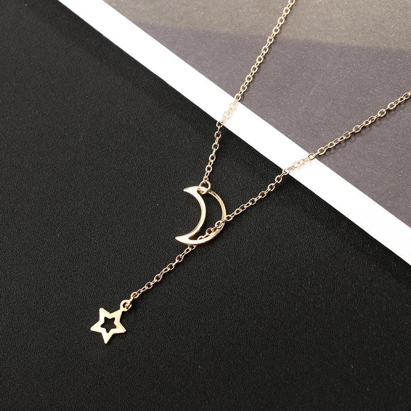 Moon & Star Hanging Drop Necklace by Bowlift