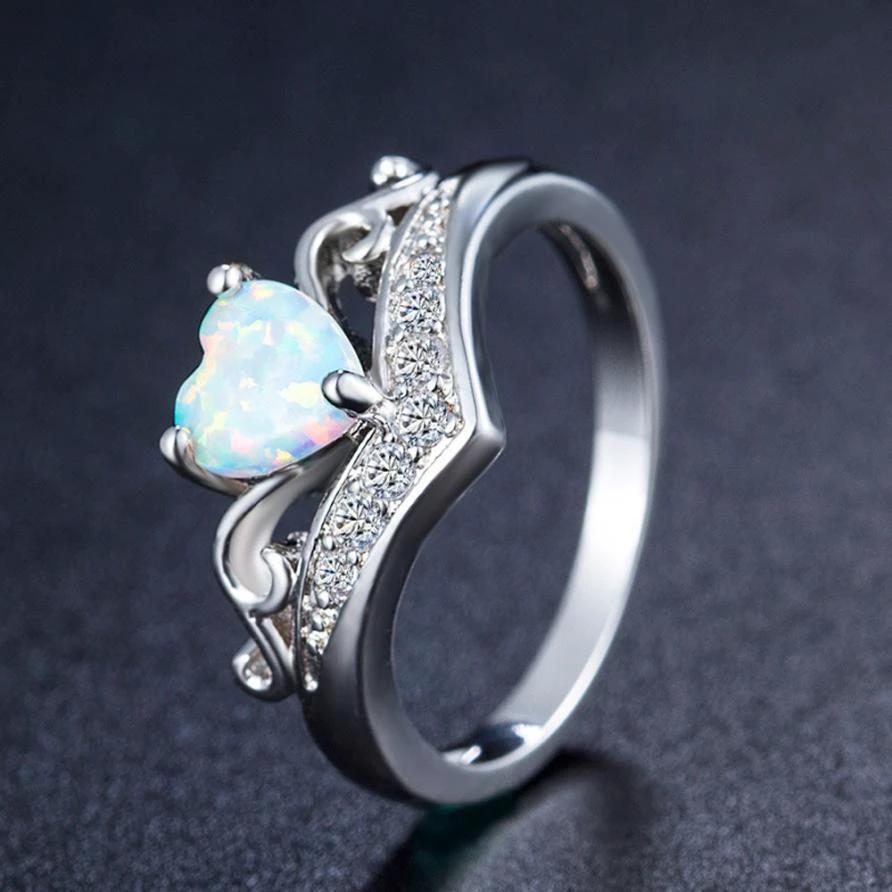 Oval Cut Heart Fire Opal Ring by Bowlift