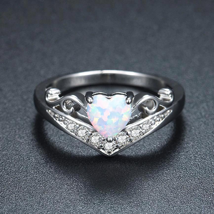 Oval Cut Heart Fire Opal Ring by Bowlift