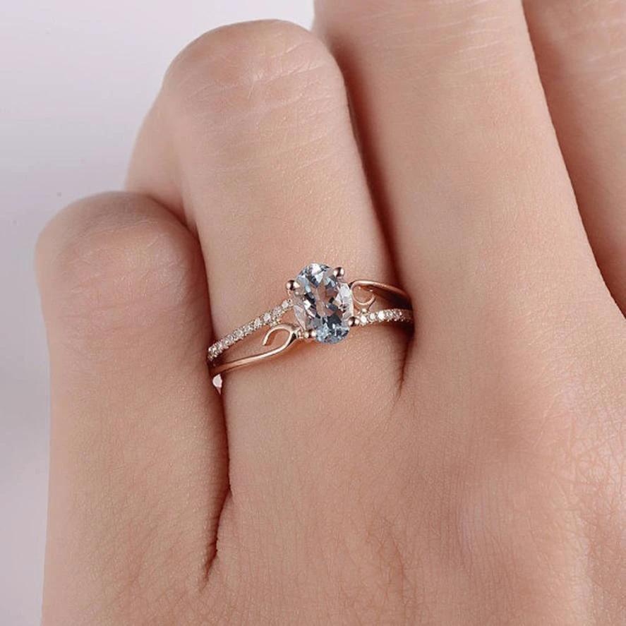 Oval Cut Rose Gold Double to Single Band Ring by Bowlift