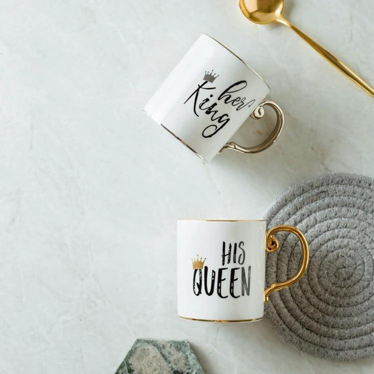 Luxury King & Queen Coffee Mugs by Bowlift