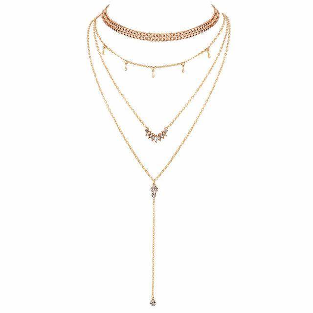 Multi Layered Boho Droplet Necklaces by Bowlift