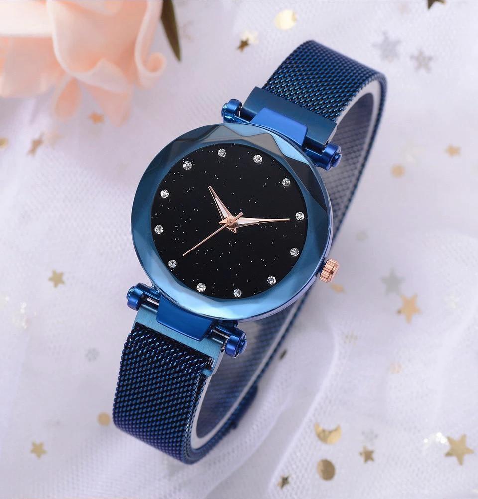 Fashionable Unique Mesh Magnet Buckle Exotic Starry Diamond Designer Luxury Ladies Women Watch by BowLift