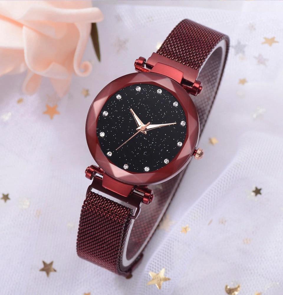 Fashionable Unique Mesh Magnet Buckle Exotic Starry Diamond Designer Luxury Ladies Women Watch by BowLift
