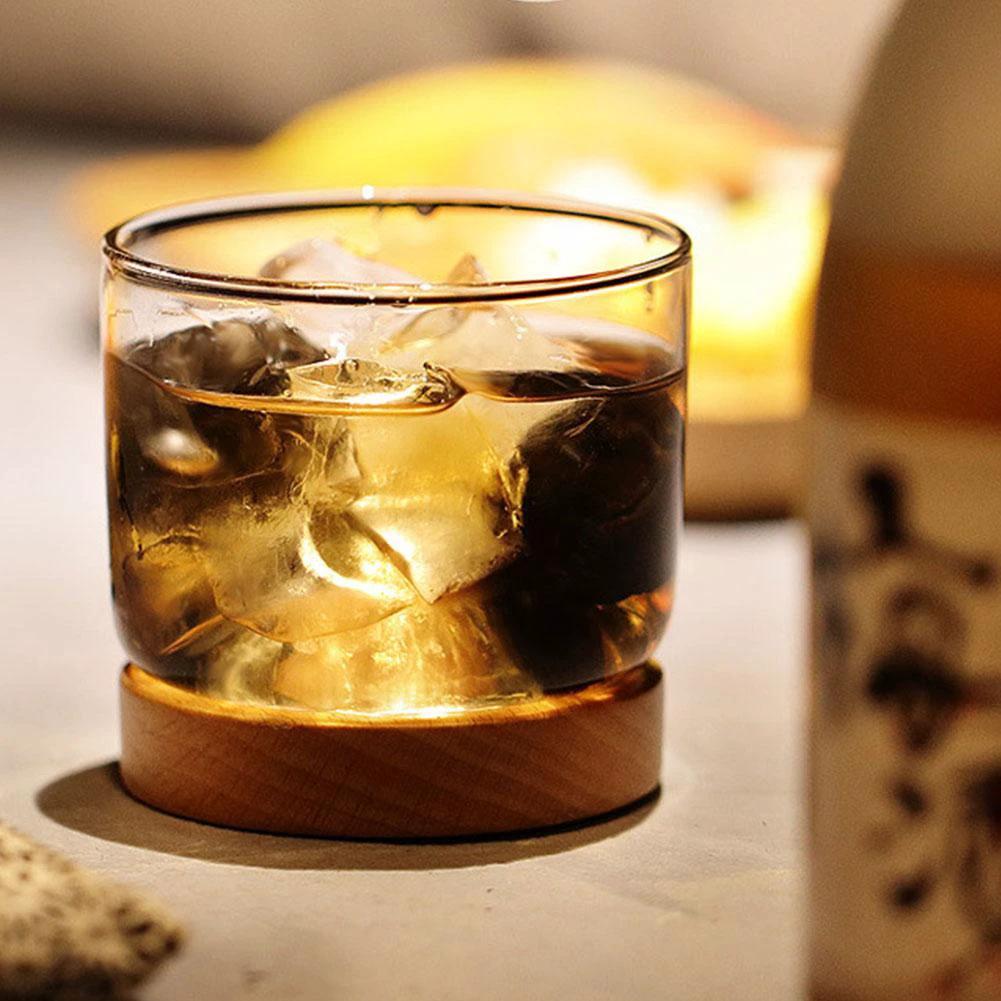 Houston - Wooden Base Whiskey Mountain Glass by Bowlift