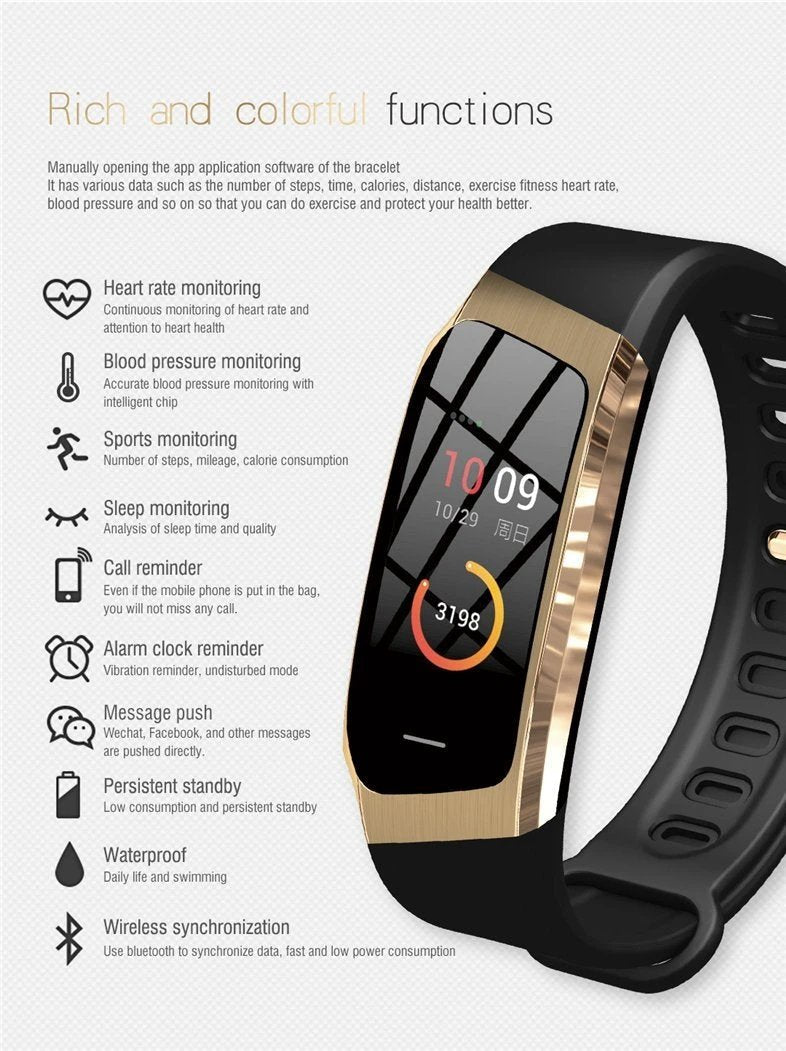 Fitband Smart Watch Waterproof Blood Pressure Oxygen Heart Rate Monitor Sport Bracelet by BowLift