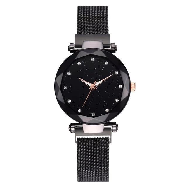 Fashionable Unique Mesh Magnet Buckle Exotic Starry Diamond Designer Luxury Ladies Women Watch by BowLift