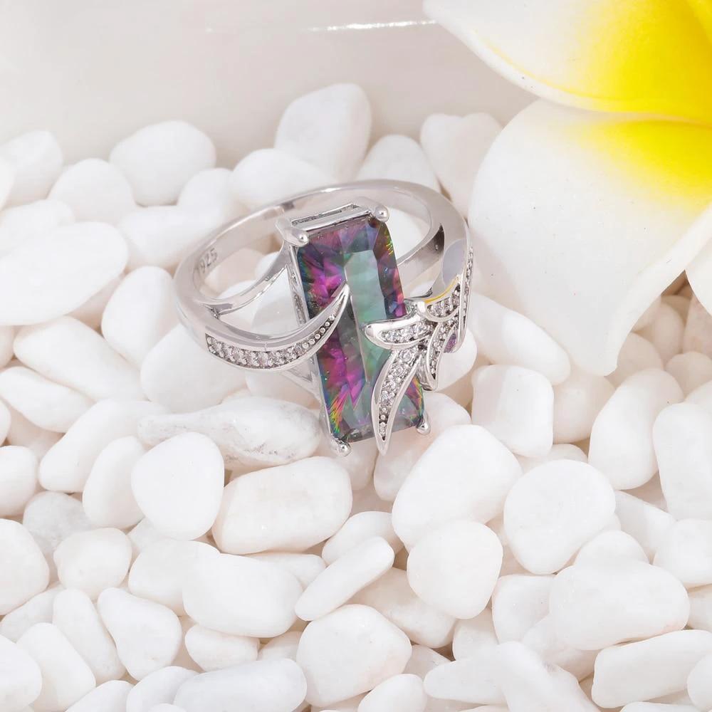 Mystic Topaz Silver Plated Ring by Bowlift