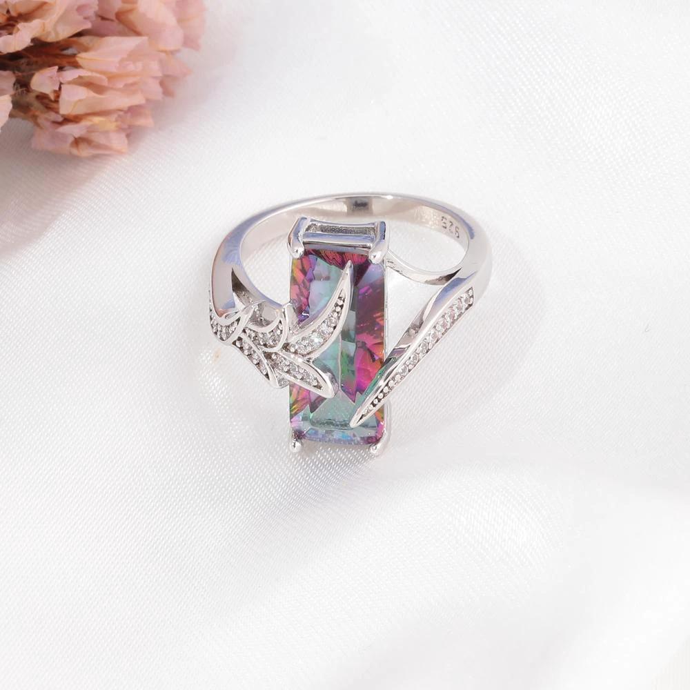 Mystic Topaz Silver Plated Ring by Bowlift