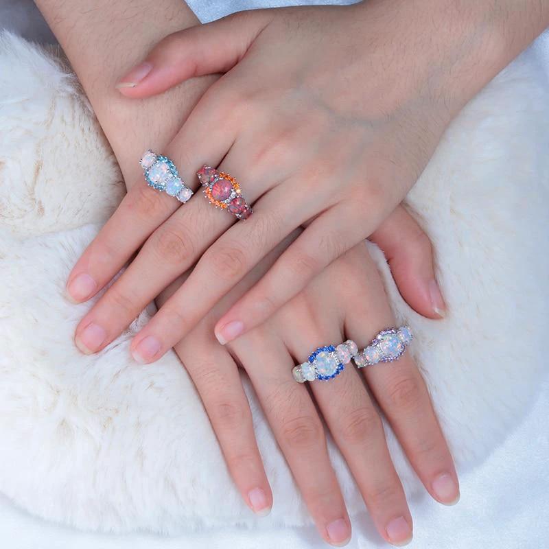 Lux - Fire Opal Garnet Ring by Bowlift
