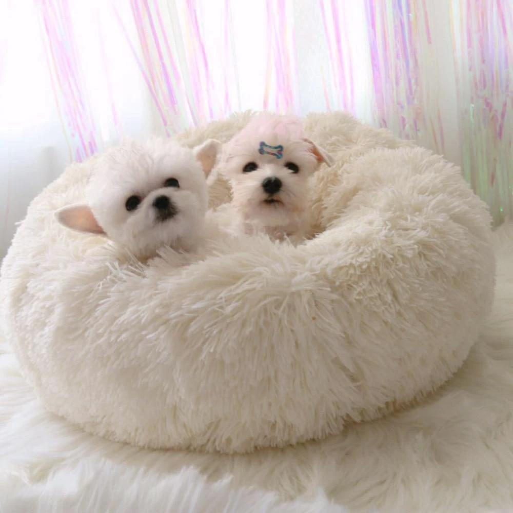 Mini - Round Fluffy Plush Pet Bed by Bowlift