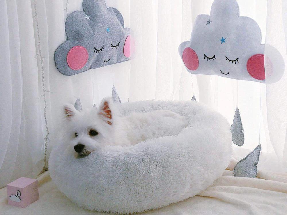 Mini - Round Fluffy Plush Pet Bed by Bowlift