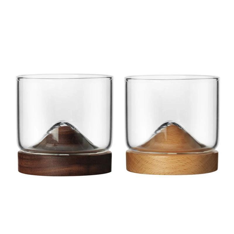 Houston - Wooden Base Whiskey Mountain Glass by Bowlift