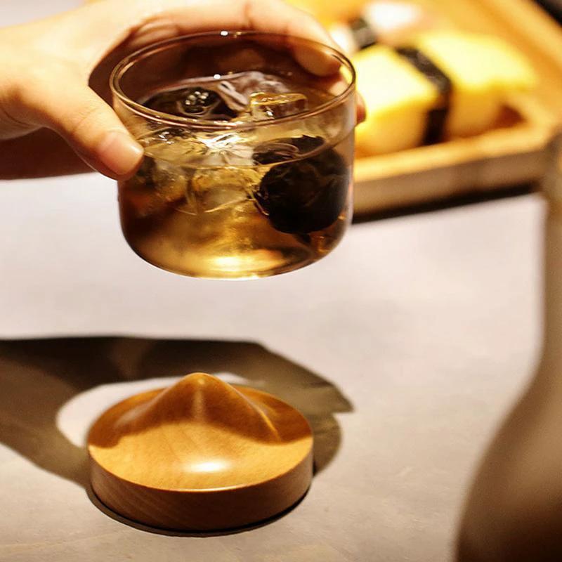 Houston - Wooden Base Whiskey Mountain Glass by Bowlift