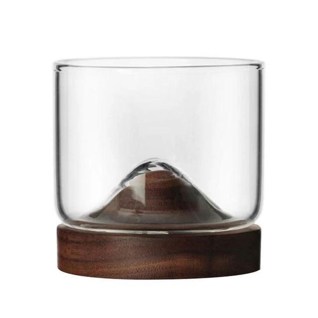 Houston - Wooden Base Whiskey Mountain Glass by Bowlift
