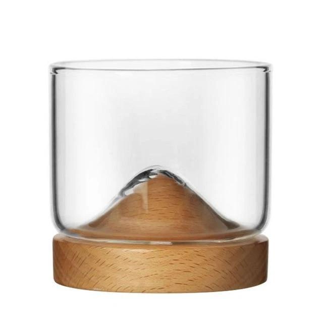 Houston - Wooden Base Whiskey Mountain Glass by Bowlift