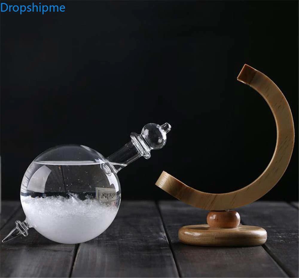 Storm Glass Weather Predicting Forecast Bottle Crystal Desktop Barometer with Wooden Base by BowLift
