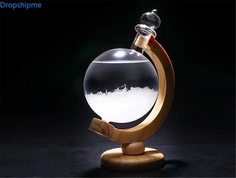 Storm Glass Weather Predicting Forecast Bottle Crystal Desktop Barometer with Wooden Base by BowLift