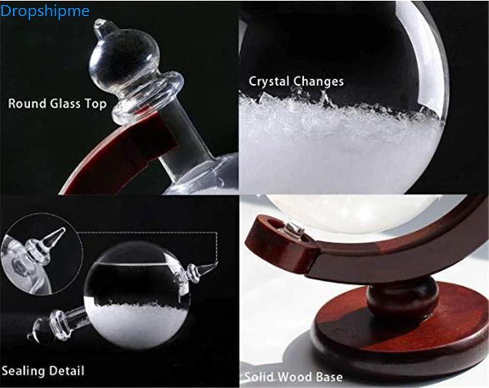 Storm Glass Weather Predicting Forecast Bottle Crystal Desktop Barometer with Wooden Base by BowLift