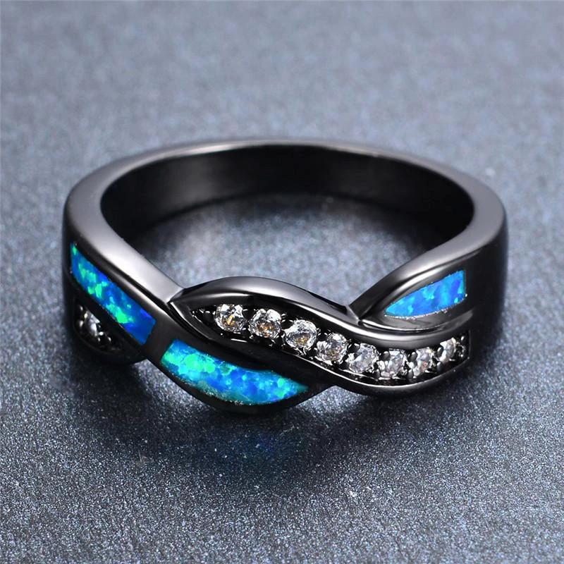 Ocean Blue Fire Opal Ring by Bowlift