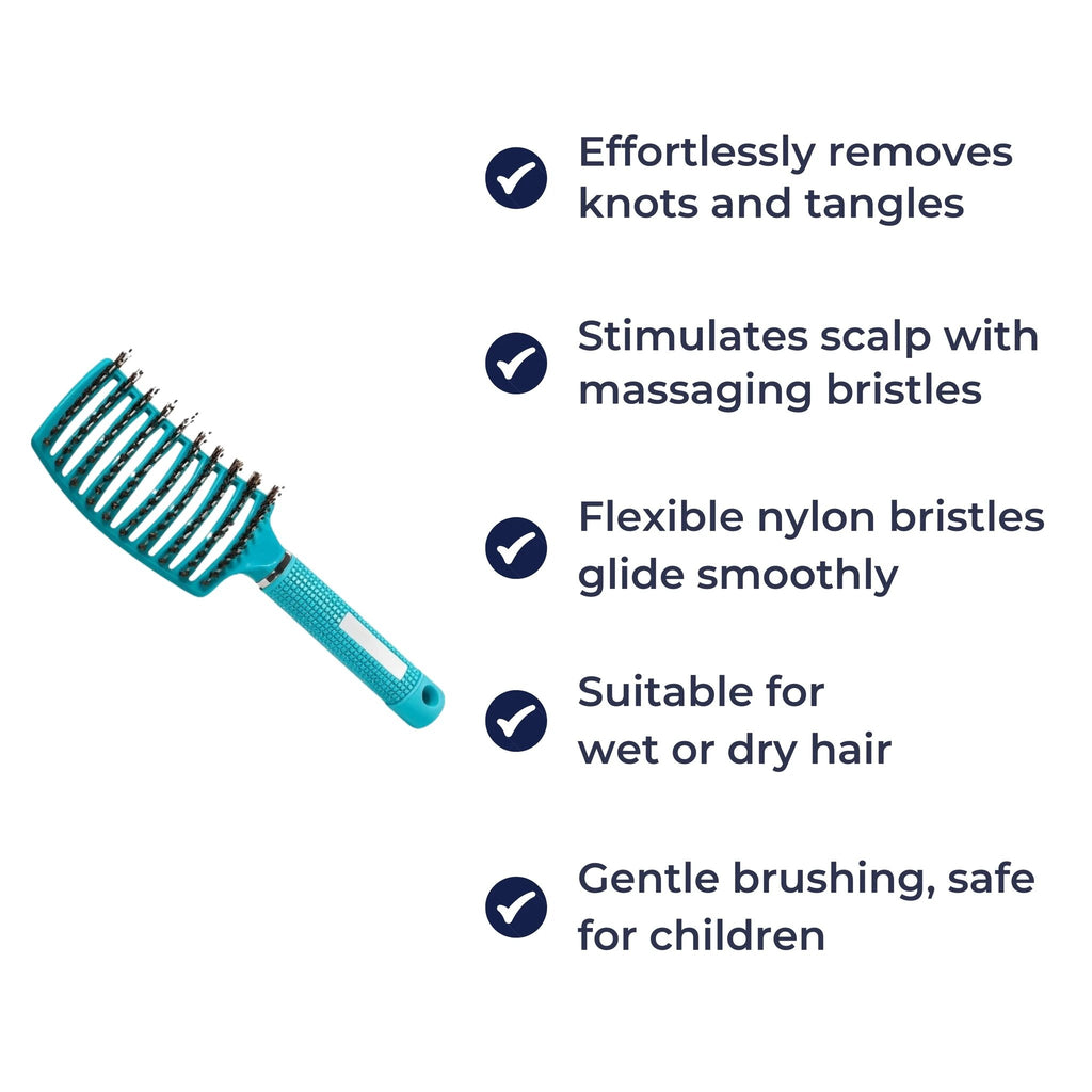 Quick Knot‑Free Detangling – Nylon Bristles with Scalp Massage Tips – For Thick or Curly Hair Bowlift by Bowlift