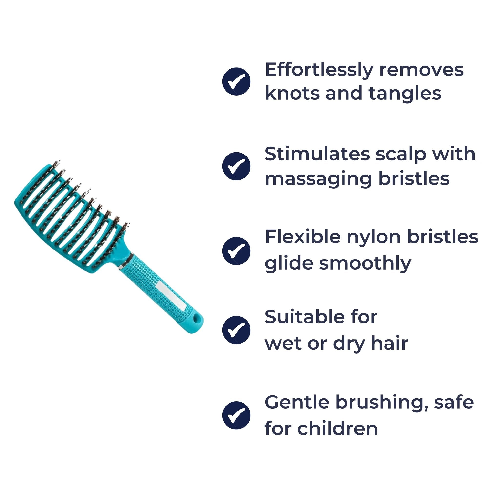 Quick Knot‑Free Detangling – Nylon Bristles with Scalp Massage Tips – For Thick or Curly Hair Bowlift by Bowlift
