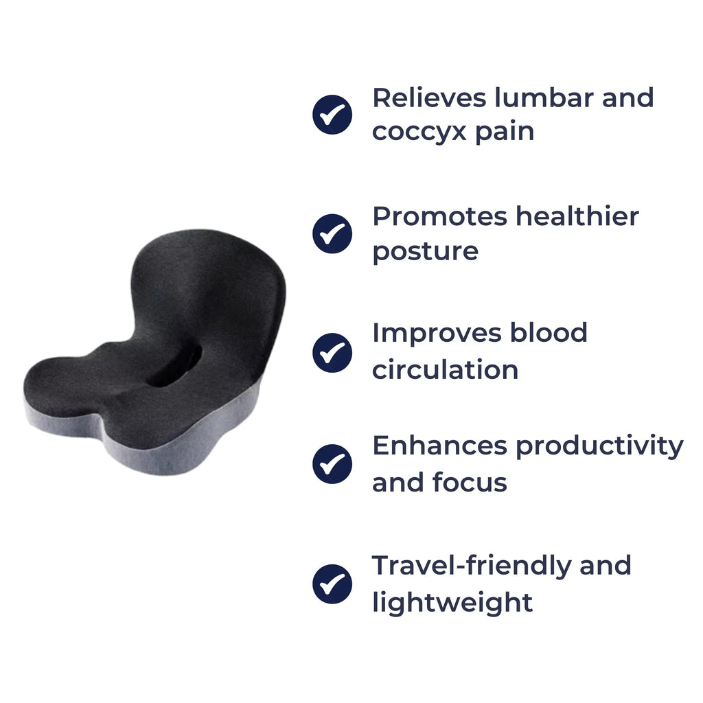 Lumbar & Coccyx Pain Relief – Memory Foam Non-Slip Support – Office Car Home Use Bowlift by Bowlift