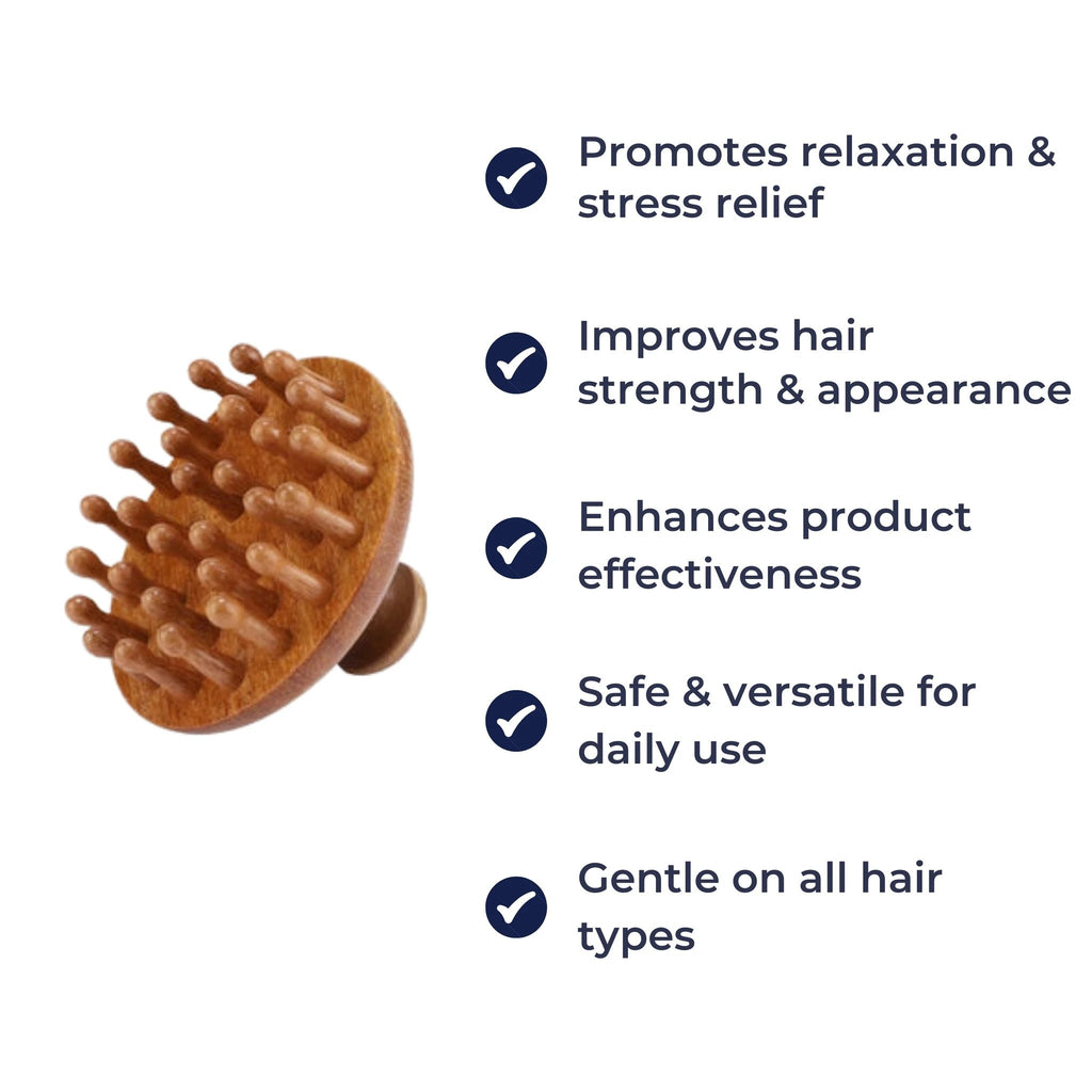 Stress-Relief & Hair Health – Natural Sandalwood Wide-Tooth – Home Office Travel Use Bowlift by Bowlift