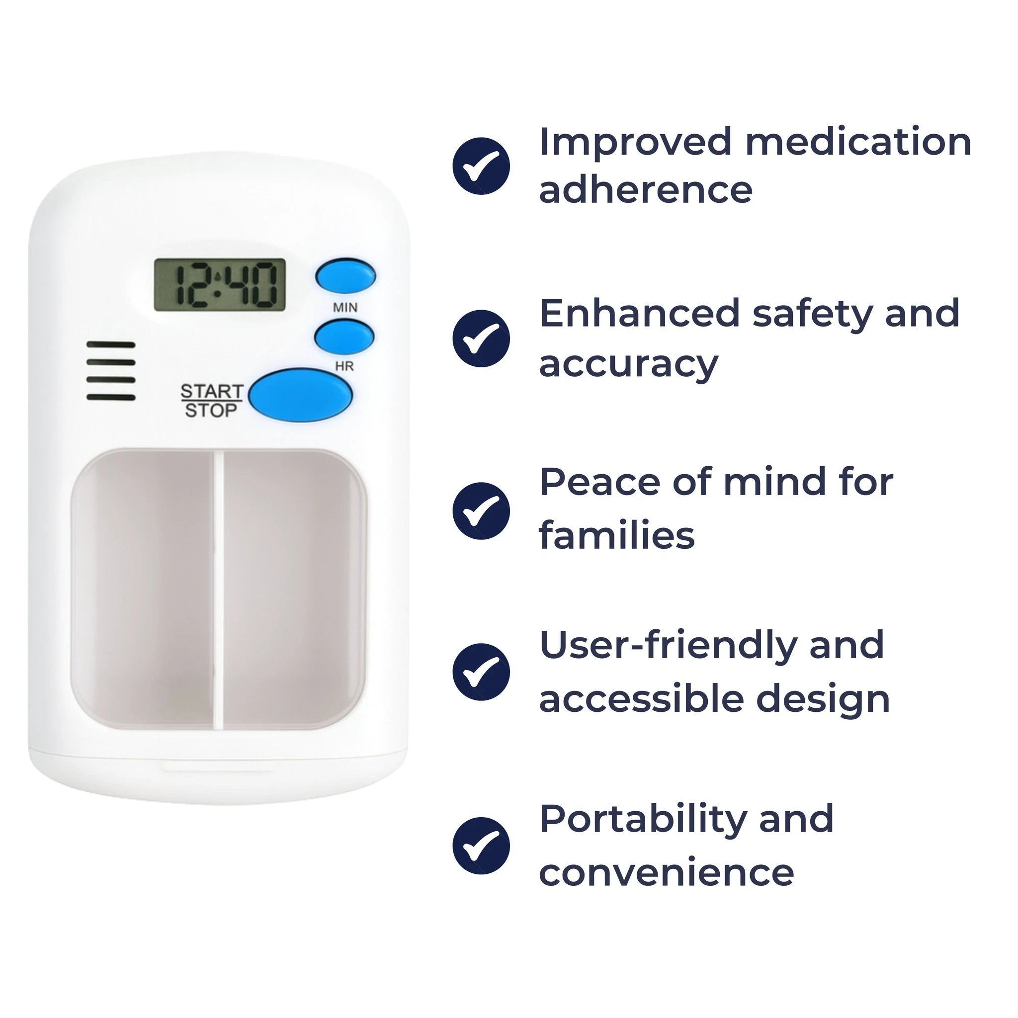 Medication Reminder with Timer – Portable & Easy to Use – Daily Health Support Bowlift by Bowlift