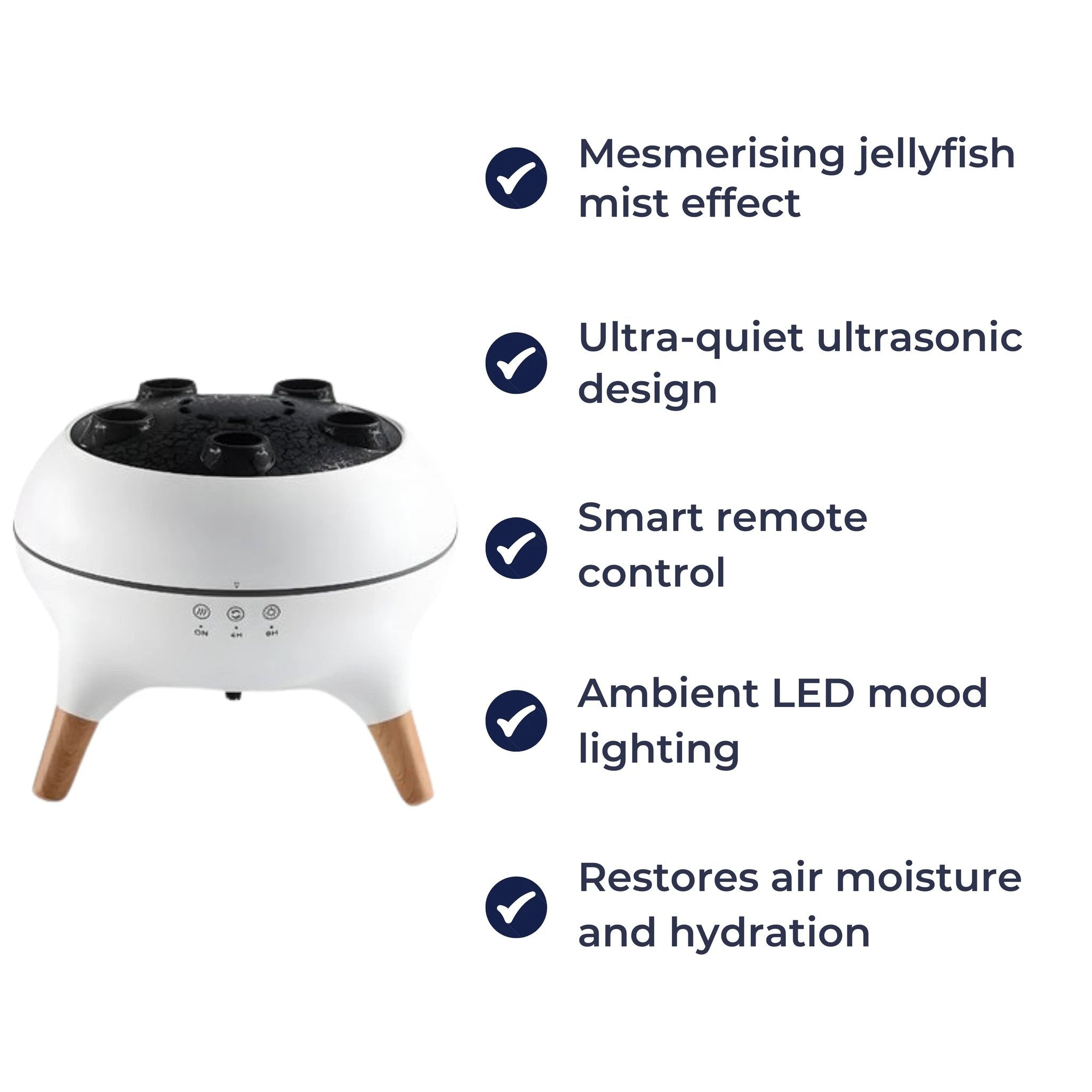 Quiet LED Jellyfish Effect – Remote Control – Relieves Dry Skin & Congestion for Peaceful Sleep & Relaxation Bowlift by Bowlift