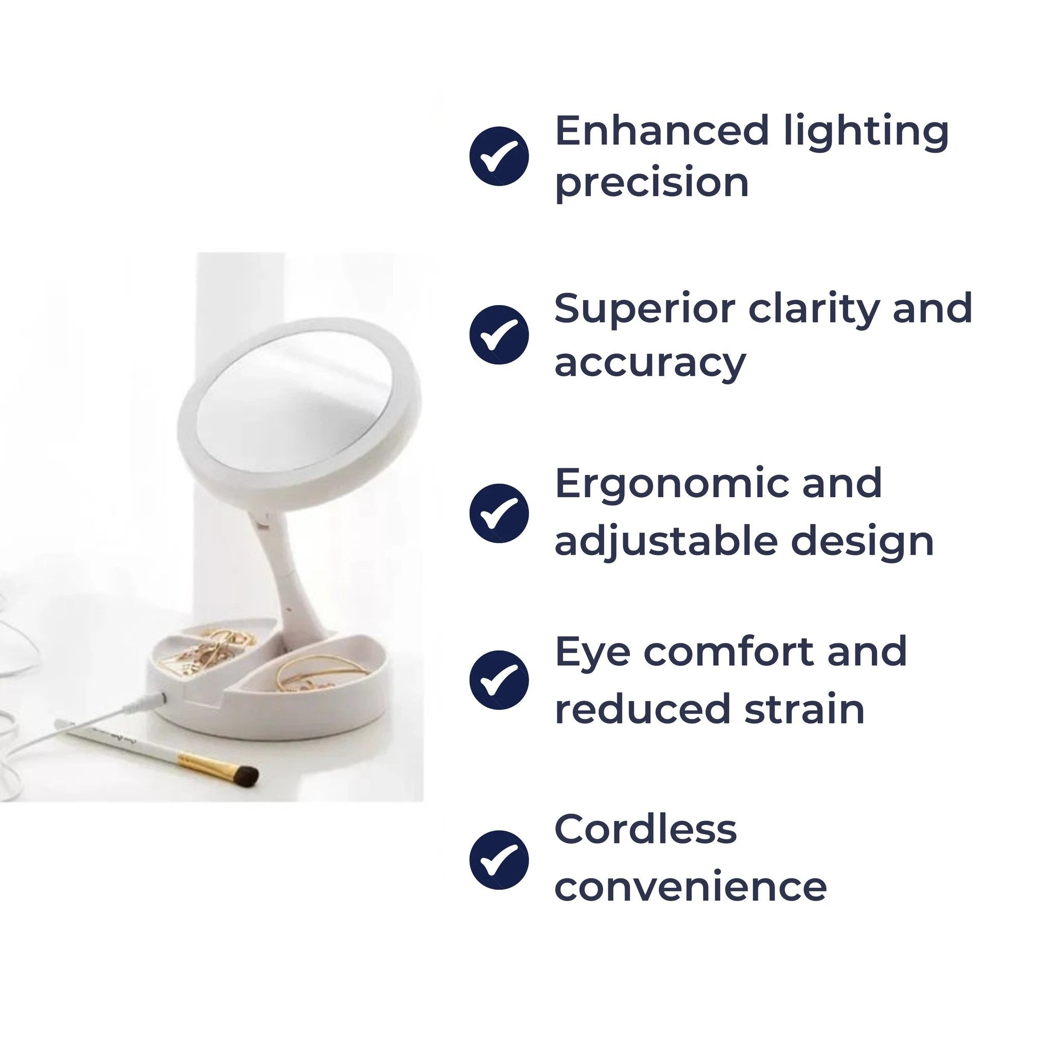 Sided Magnifying Mirror – LED Illumination – 10× Magnification – Makeup & Tweezing Bowlift by Bowlift