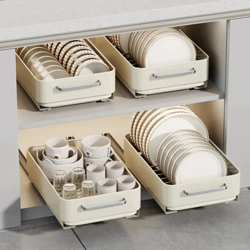 Pull-Out Dish Rack Sliding Drawer Drying Rack and Cabinet Organizer by Bowlift