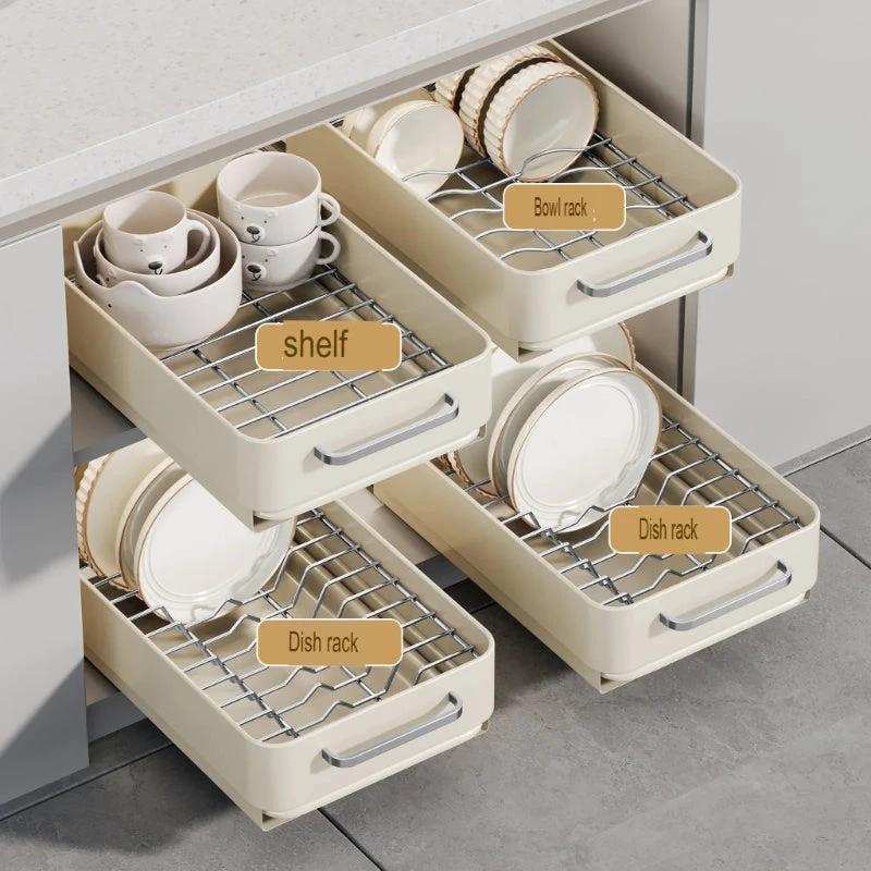 Pull-Out Dish Rack Sliding Drawer Drying Rack and Cabinet Organizer by Bowlift