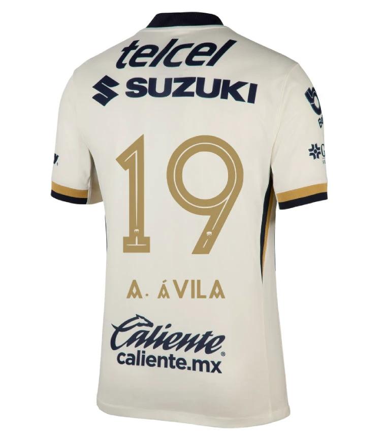 Pumas UNAM 2025-26 A. ÁVILA 19 Home Jersey – Blanco by Soccer Jersey