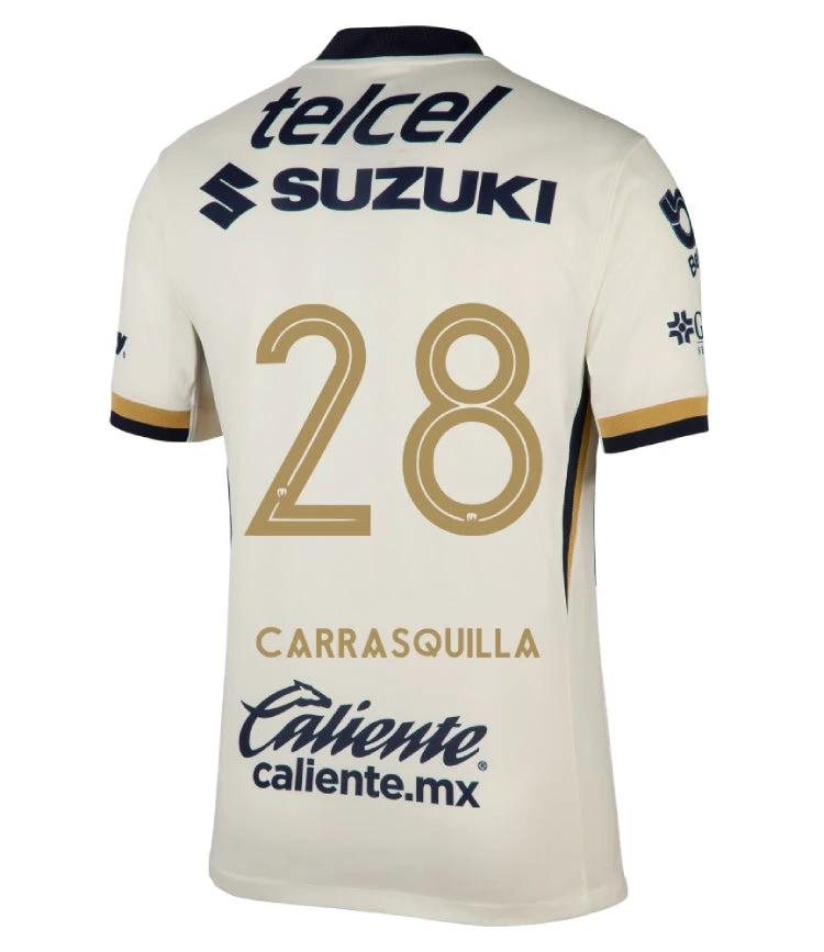 Pumas UNAM 2025-26 CARRASQUILLA 28 Home Jersey – Blanco by Soccer Jersey