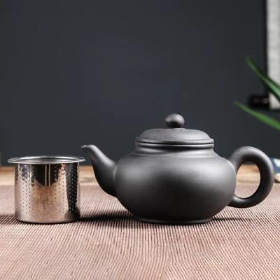 Purple Clay Teapot Single Pot with Built-in Stainless Steel Filter by Bowlift