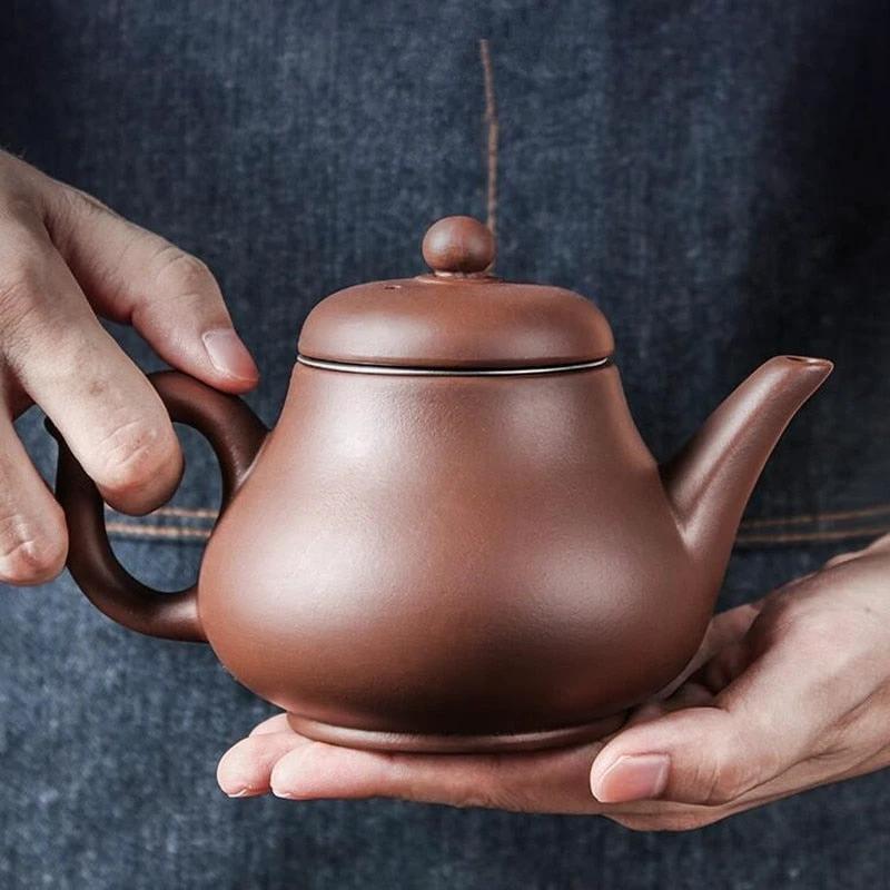 Purple Clay Teapot Single Pot with Built-in Stainless Steel Filter by Bowlift