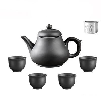Purple Clay Teapot Single Pot with Built-in Stainless Steel Filter by Bowlift