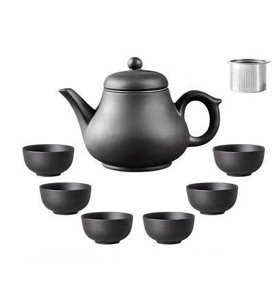 Purple Clay Teapot Single Pot with Built-in Stainless Steel Filter by Bowlift