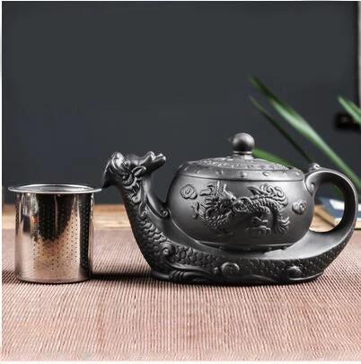 Purple Clay Teapot Single Pot with Built-in Stainless Steel Filter by Bowlift